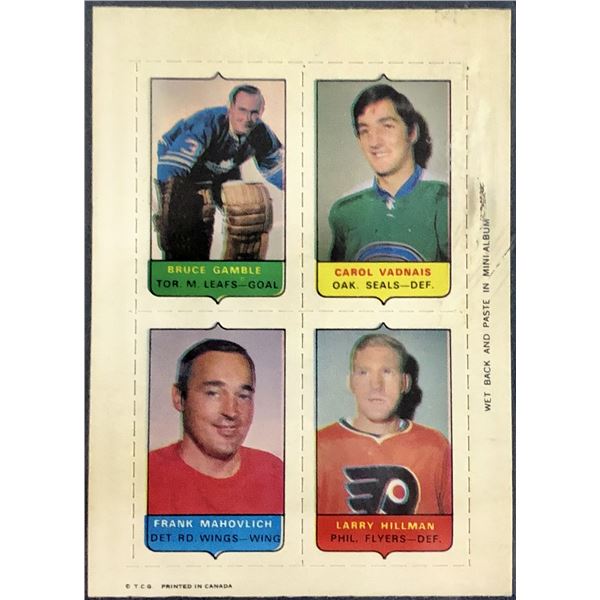 1969 O-PEE-CHEE HOCKEY 4-IN-1 FRANK MAHOVLICH (HOF)