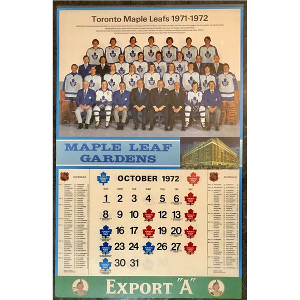 1972-73 EXPORT 'A' TORONTO MAPLE LEAFS 17" x 26" WALL SCHEDULE