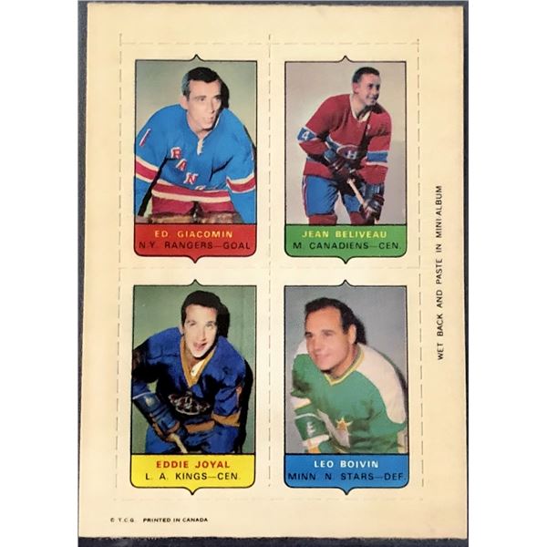 1969 O-PEE-CHEE HOCKEY 4-IN-1 JEAN BELIVEAU (HOF)