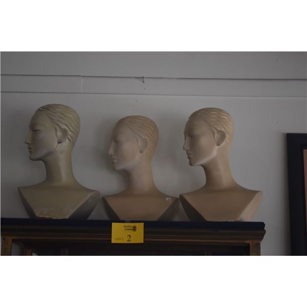 VINTAGE ART DECO STYLE MANNEQUIN BUSTS (3 PCS)