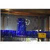 Image 1 : VINTAGE BOHEMIAN CZECH COBALT BLUE CUT TO CLEAR PITCHER & GLASSES (15 PCS)