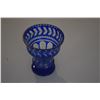 Image 2 : COLLECTION OF COBALT BLUE CUT TO CLEAR VASES & BOWL (4 PCS)