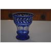 Image 3 : COLLECTION OF COBALT BLUE CUT TO CLEAR VASES & BOWL (4 PCS)