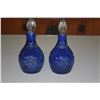 Image 3 : VINTAGE COBALT BLUE CUT TO CLEAR VASE, CRUETS, FOOTED BOWL & PITCHER (6 PCS)