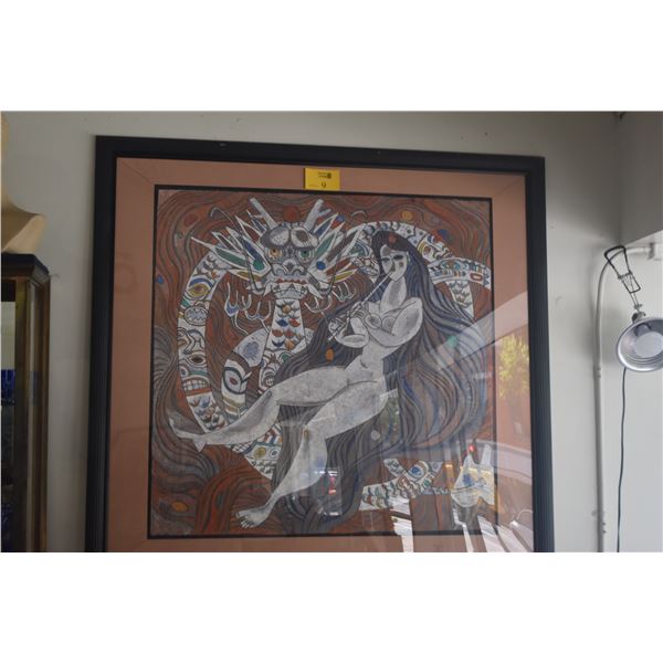 FRAMED PAINTING; SIGNED JIANG TIEFENG '89 (55 1/2" X 52 3/4")