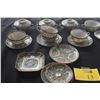 Image 4 : COLLECTION OF CHINESE FAMILLE ROSE MEDALLION TEA CUPS, SAUCERS, COVERED BOWLS & PLATE (29 PCS)