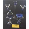 Image 1 : COLLECTION OF BLUE & WHITE POLISH CRYSTAL & SIGNED ART GLASS VASE (5 PCS)