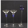 Image 2 : COLLECTION OF BLUE & WHITE POLISH CRYSTAL & SIGNED ART GLASS VASE (5 PCS)