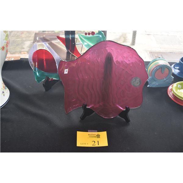 ART GLASS PLATES (2 PCS) (DOES NOT INCLUDE STANDS)