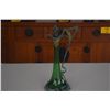 Image 2 : 15" ANTIQUE FRENCH ART NOUVEAU GREEN GLASS EWER CARAFE