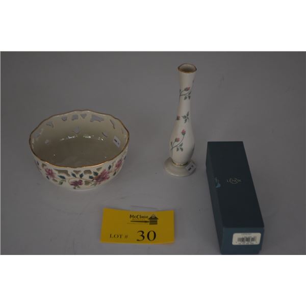 LENOX BUD VASE & LENOX BOWL (2 PCS)