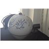 Image 2 : LARGE SPHERICAL WHITE CERAMIC VASE W/BLUE & BROWN PAINTED FLORAL MOTIFS