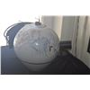 Image 3 : LARGE SPHERICAL WHITE CERAMIC VASE W/BLUE & BROWN PAINTED FLORAL MOTIFS