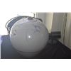 Image 4 : LARGE SPHERICAL WHITE CERAMIC VASE W/BLUE & BROWN PAINTED FLORAL MOTIFS