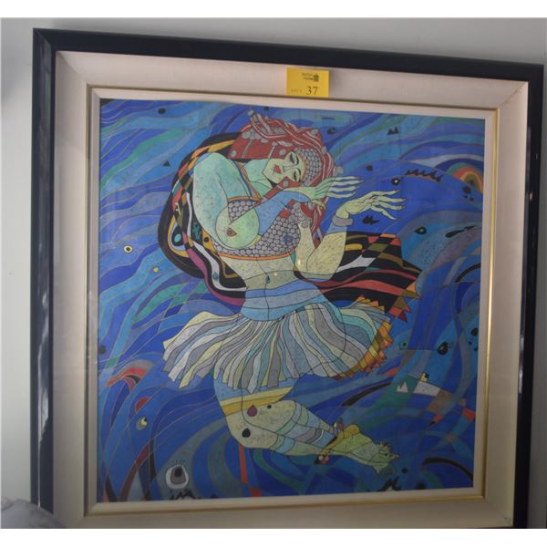 FRAMED PAINTING; SIGNED TIEFENG JIANG '88 (51 1/2" X 51 1/2")