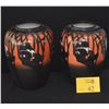 Image 1 : PAIR PORCELAIN VASES, DRILLED FOR LAMPS W/TAG READING RAVENWOOD, 1916; SIGNED C. GILLS (PAIR)