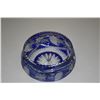 Image 3 : VINTAGE 9" COBALT BLUE CUT TO CLEAR CRYSTAL BOWL
