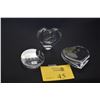 Image 1 : CRYSTAL HEART BUD BASE, VAL LAMBERT PAPERWEIGHT W/EAGLE MOTIF & ORREFORS CRYSTAL HEART (3 PCS)