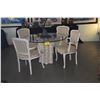 Image 1 : 48" GLASS TOP TABLE W/BAMBOO MOTIF BASE & 4 UPHOLSTERED ARM CHAIRS (6 PCS)