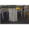 Image 4 : 48" GLASS TOP TABLE W/BAMBOO MOTIF BASE & 4 UPHOLSTERED ARM CHAIRS (6 PCS)