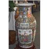 Image 3 : PAIR LARGE CHINESE ROSE MEDALLION PORCELAIN TEMPLE VASES W/FOO DOG HANDLES & STANDS (PAIR) (48" W/ST