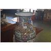 Image 4 : PAIR LARGE CHINESE ROSE MEDALLION PORCELAIN TEMPLE VASES W/FOO DOG HANDLES & STANDS (PAIR) (48" W/ST