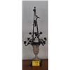 Image 1 : 34" STONE & WROUGHT IRON TOPIARY STYLE CANDELABRA W/ROSE MOTIFS