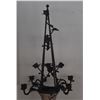 Image 2 : 34" STONE & WROUGHT IRON TOPIARY STYLE CANDELABRA W/ROSE MOTIFS