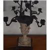 Image 3 : 34" STONE & WROUGHT IRON TOPIARY STYLE CANDELABRA W/ROSE MOTIFS