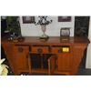 Image 3 : CHINESE WOOD CARVED SIDEBOARD W/3 DRAWERS, 2 DOORES & BRASS HARDWARE (72" X 17 1/2" X 34")