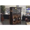 Image 2 : ANTIQUE CHINESE WOODEN DISPLAY CABINET W/RELIEF CARVINGS & DECORATIVE PANELS (41 3/4" X 20 1/2" X 71