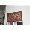 Image 3 : VINTAGE CHINESE RED & GILT CARVED WOOD WALL MIRROR (17" X 36")