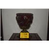 Image 1 : VINTAGE URN W/BURGANDY CERAMIC & GILT METAL MOUNTS (12")