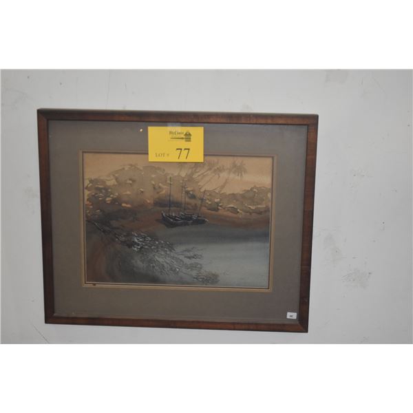 KOA FRAMED WATERCOLOR, LANDSCAPE SCENE (21 1/4" X 17 1/4")