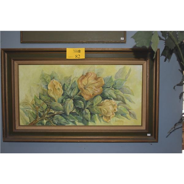 FRAMED OIL ON CANVAS, CUP OF GOLD; SIGNED HADLEY (37 1/4" 22 1/4")