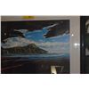 Image 2 : FRAMED STYLIZED DEPICTION OF DIAMOND HEAD, "DIAMOND HEAD W/RED IMPULSE"; SIGNED (40" X 34")