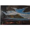 Image 3 : FRAMED STYLIZED DEPICTION OF DIAMOND HEAD, "DIAMOND HEAD W/RED IMPULSE"; SIGNED (40" X 34")
