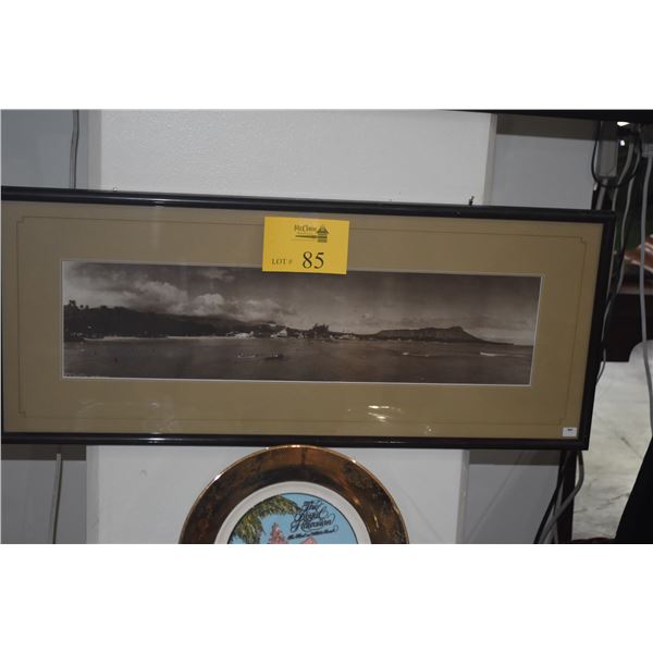FRAMED PHOTOGRAPH, WAIKIKI & DIAMOND HEAD (30 3/4" X 12 3/4")