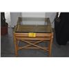 Image 1 : PAIR MCGUIRE GLASS TOP SIDE TABLES (PAIR) (26" X 26" X 21")