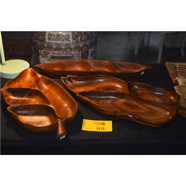 MONKEYPOD LEAF SHAPED DIVIDED SERVING TRAYS (3 PCS)
