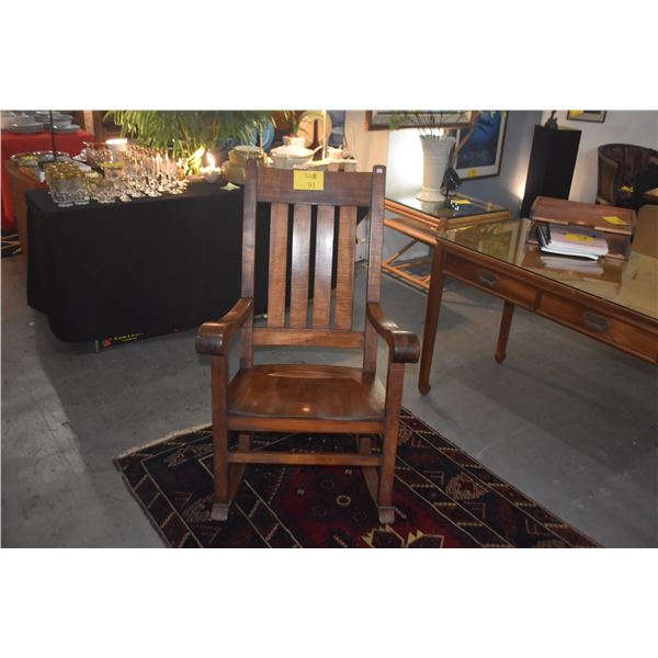 CURLY KOA SLAT BACK ROCKING CHAIR