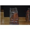 Image 3 : MID CENTURY HAWAIIAN ETCHED GLASS BLOCK VASES W/BAMBOO DESIGN & MONKEYPOD WOOD BASES (2 PCS)