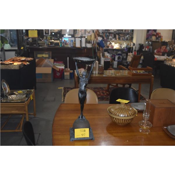 FRANKART ART DECO NUDE WOMAN SMOKING STAND ASHTRAY