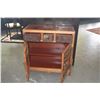 Image 7 : ANTIQUE ASIAN STORAGE CABINET, HAND CARVED PANELS OF TRADITIONAL FIGURES & RED LACQUER (33 3/4" X 14