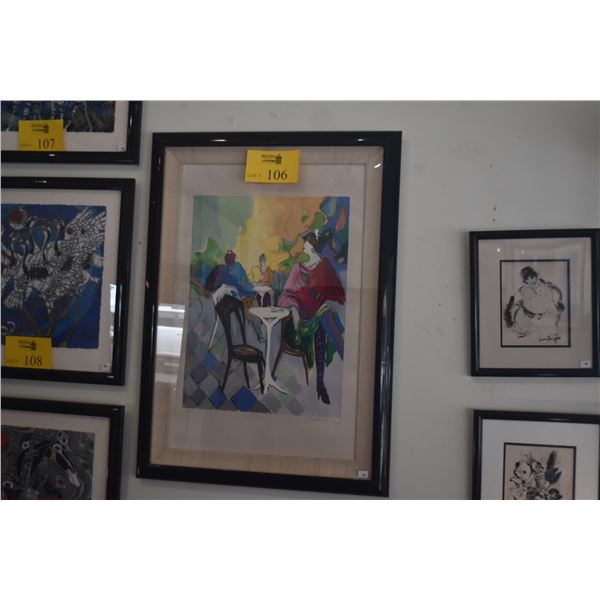 FRAMED LIMITED EDITION SERIGRAPH, "CAFE CAZE II"; SIGNED MAIMON 37/275 (20 1/2" X 28 1/2")