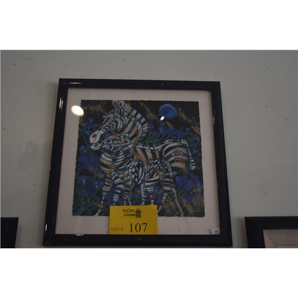 FRAMED LIMITED EDITION SERIGRAPH, "IMPERIAL ZEBRAS" BY ARTIST TIEFENG JIANG; SIGNED 60/300 (16 3/4" 
