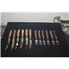 Image 5 : HARRISON BROS. & HOWSON STAG ANTLER COCKTAIL FORKS & KNIVES W/STAINLESS BLADES & WMF ART NOUVEAU SIL