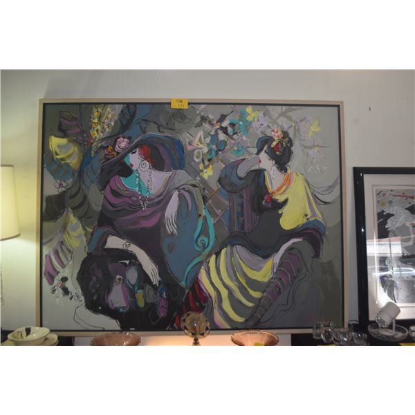 FRAMED ISAAC MAIMON ACRYLIC ON CANVAS, "GAZEBO"; SIGNED MAIMON (81 1/4" X 61 3/4")