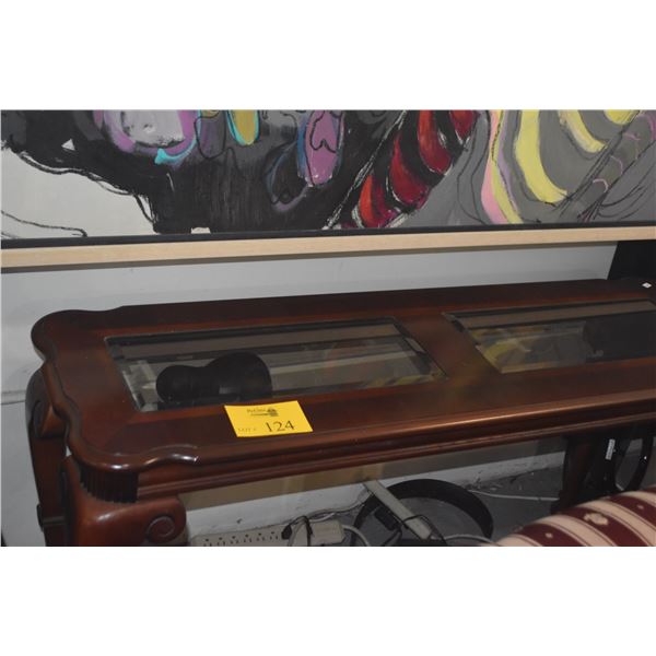 SOFA TABLE W/BEVELED GLASS INSERTS