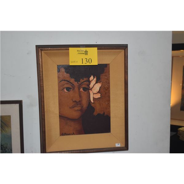KOA FRAMED OIL CANVAS, PORTRAIT; SIGNED LE BRANCH (14 1/2" X 17 3/4")